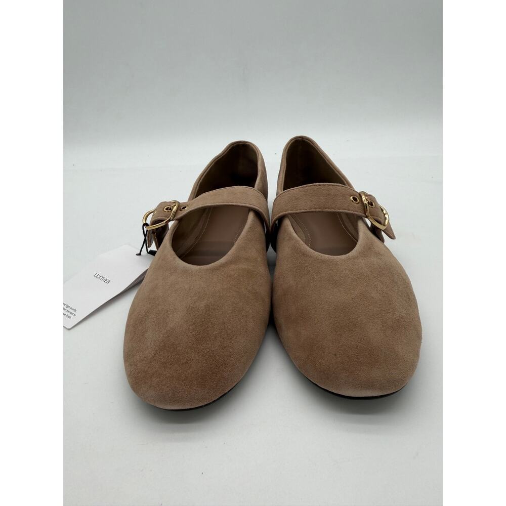 MNG Mango Sand Suede Goat Leather Mary Jane Flat Minimalist Buckle EU38 US7.5 - Picture 4 of 7